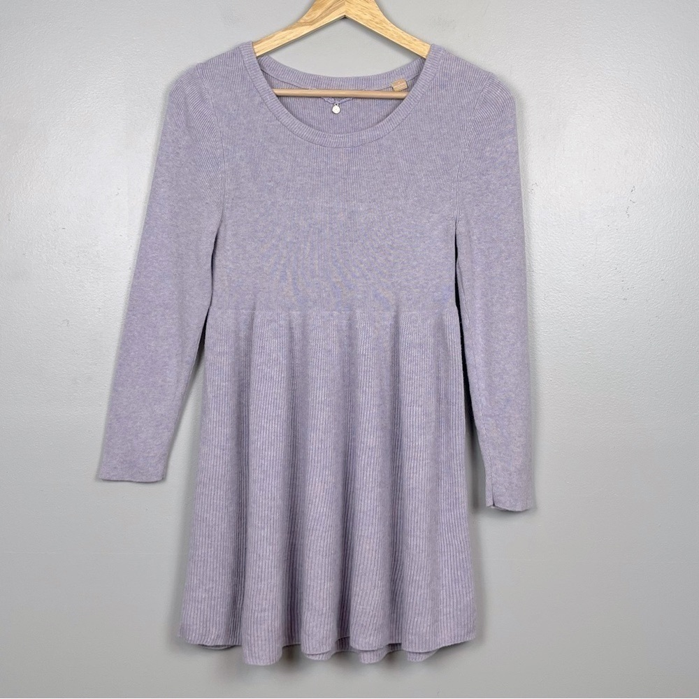 Anthropologie Knitted & Knotted lavender babydoll cotton modal silk sweater, M.